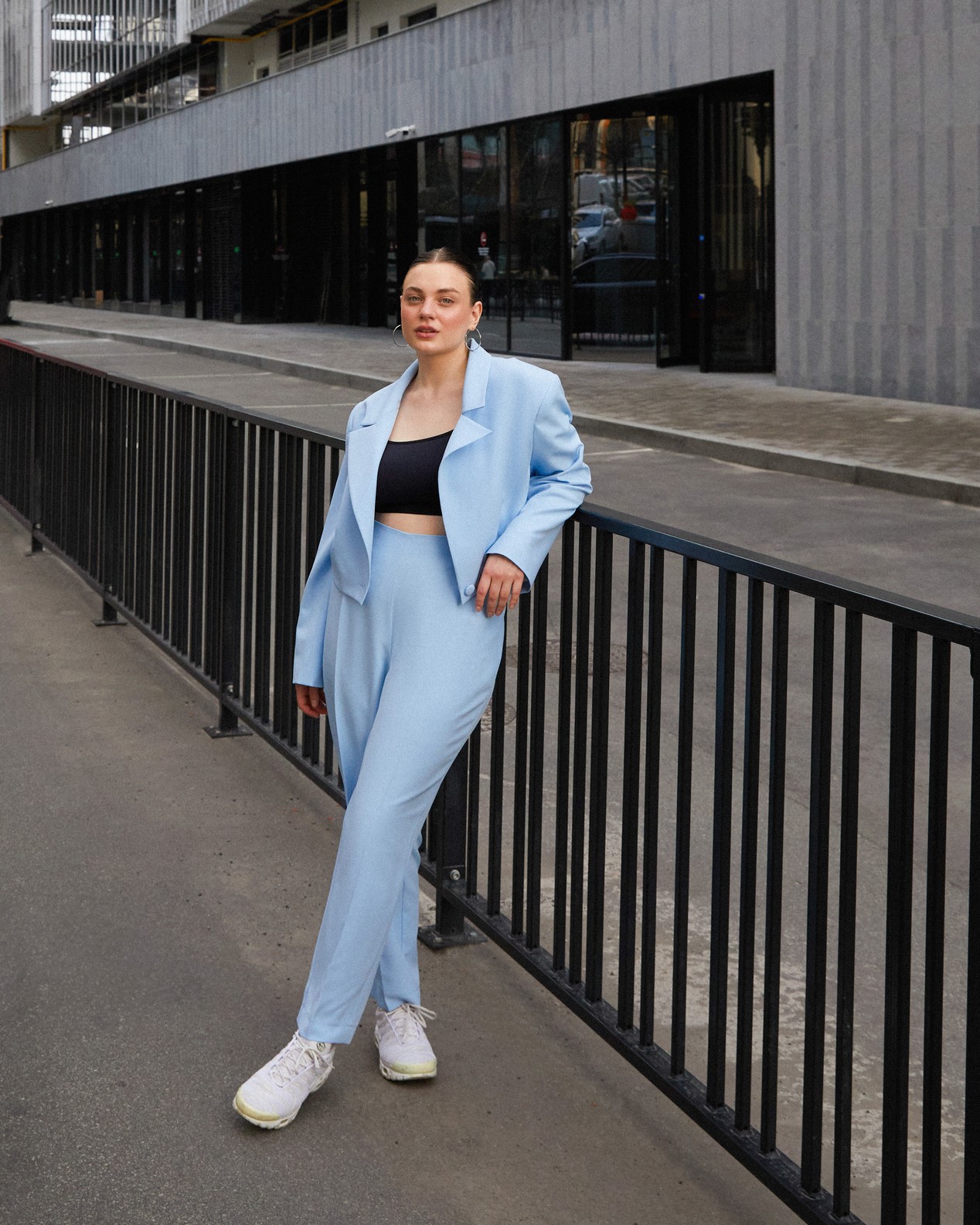 Buy Light blue cropped jacket made of suiting fabric jacket light blue color suiting fabric casual style buy in VOVK online store